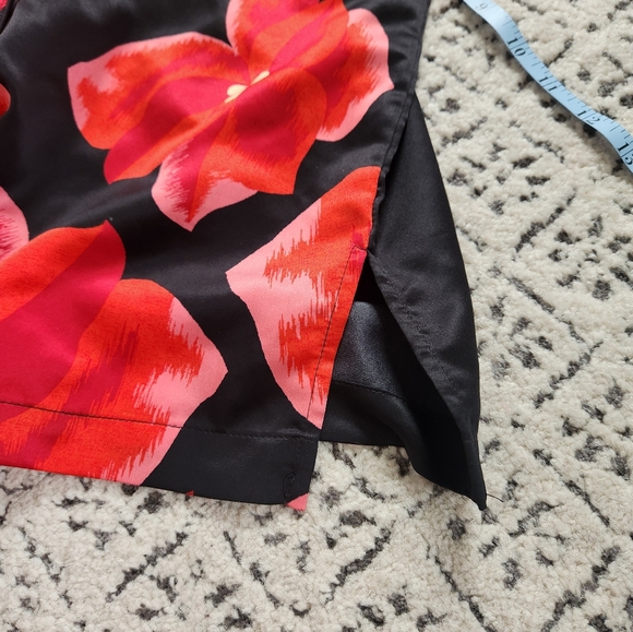 Natori Ginza Floral Print Pajama Set Silky Soft Comfy Sleepwear Black Red Size L - Picture 11 of 16